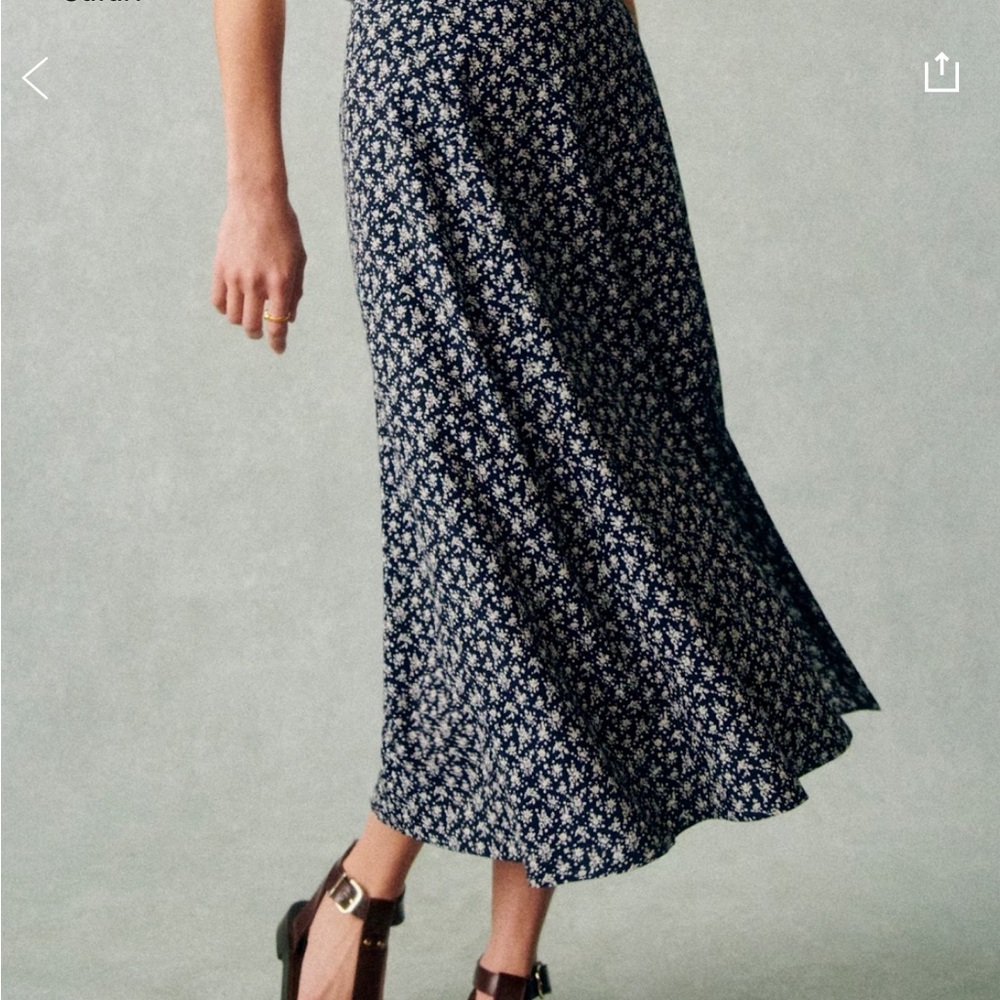 Tabata Navy Floral Skirt